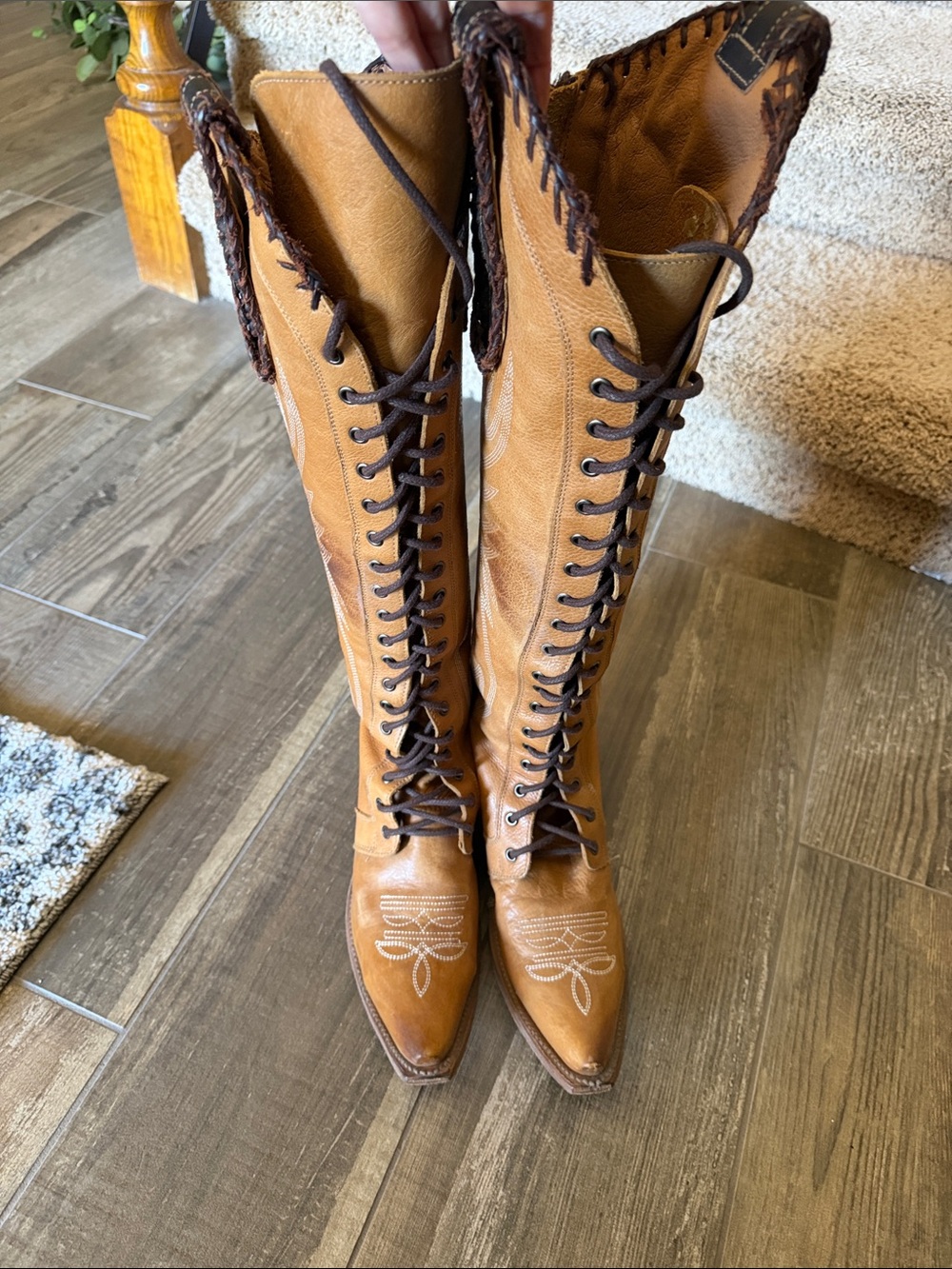 Freebird by Steven Tan Lace-Up Knee-High Western Boots
